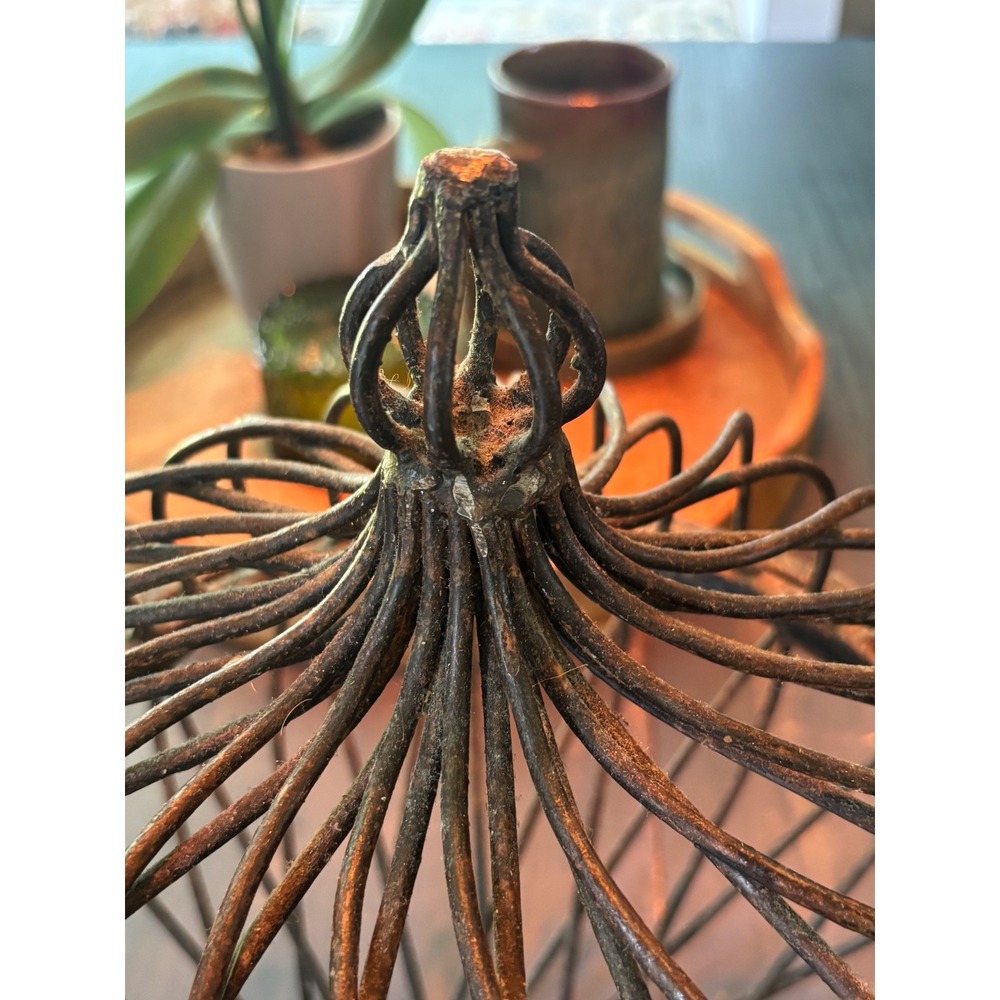 Vintage Rustic Wrought Iron Bird Cage Dark Brown ~  2 pieces - Picture 4 of 11